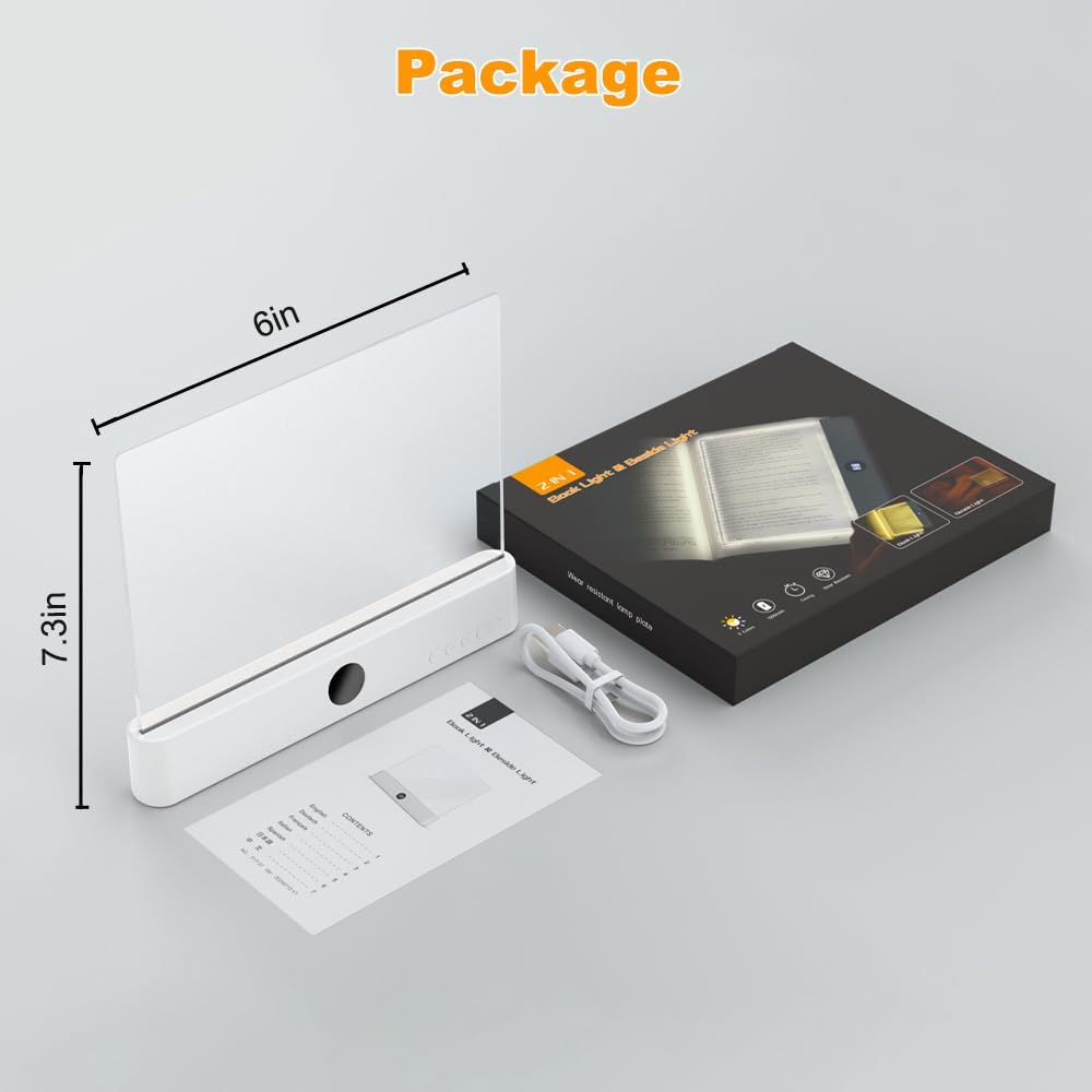 Rechargeable Flat Book Light – Clear LED Panel With Timer