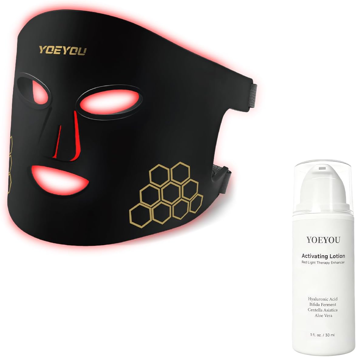 Red Light Facial Mask With Activating Lotion Set