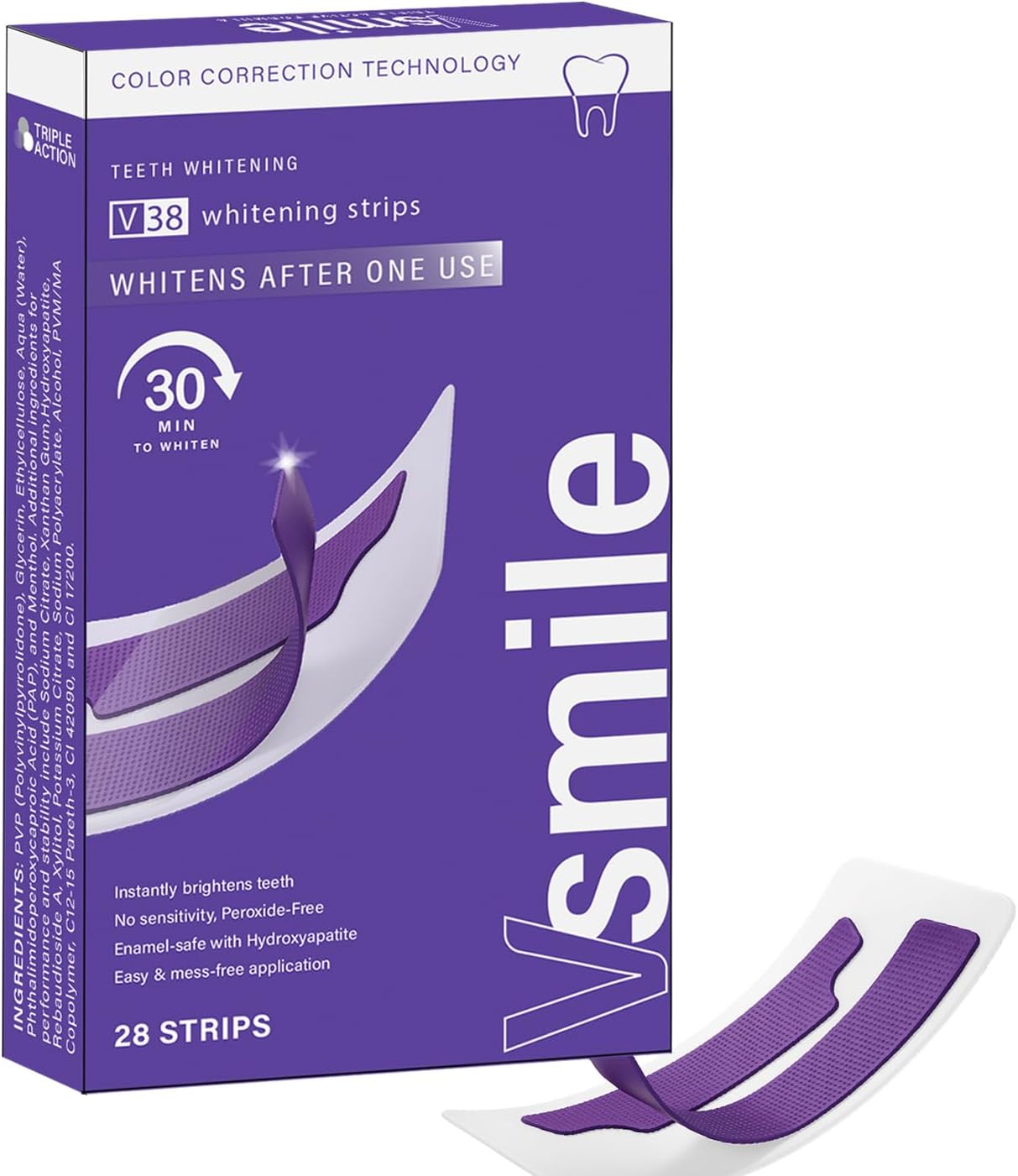 Purple Teeth Whitening Strips – Peroxide-Free, Enamel Safe