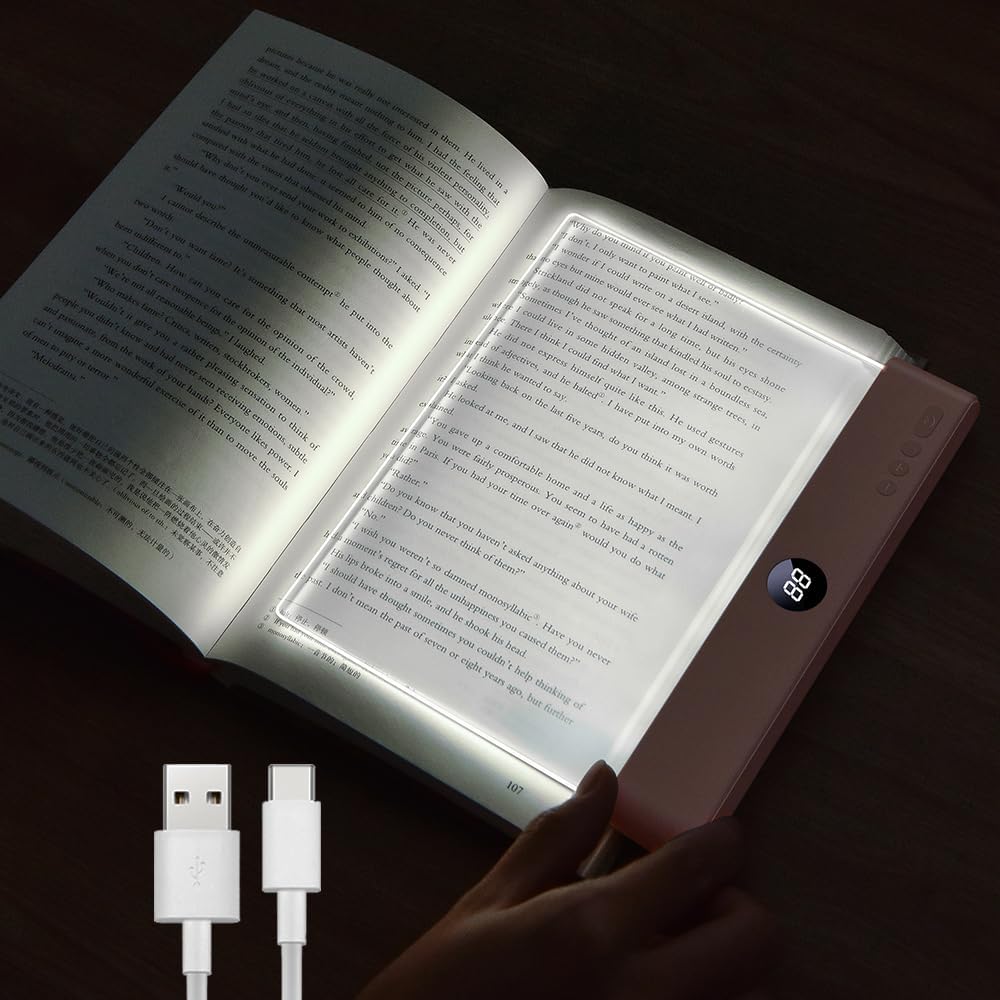 Rechargeable Flat Book Light – Clear LED Panel With Timer