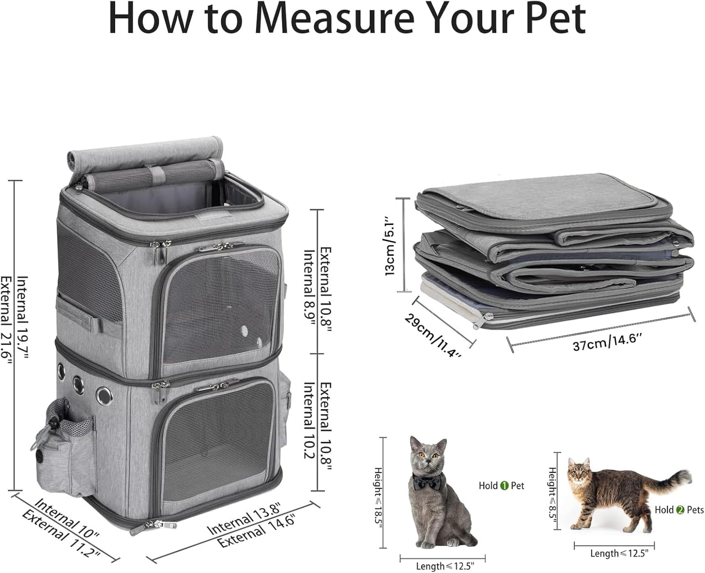 Double-Compartment Pet Carrier Backpack for Two Pets