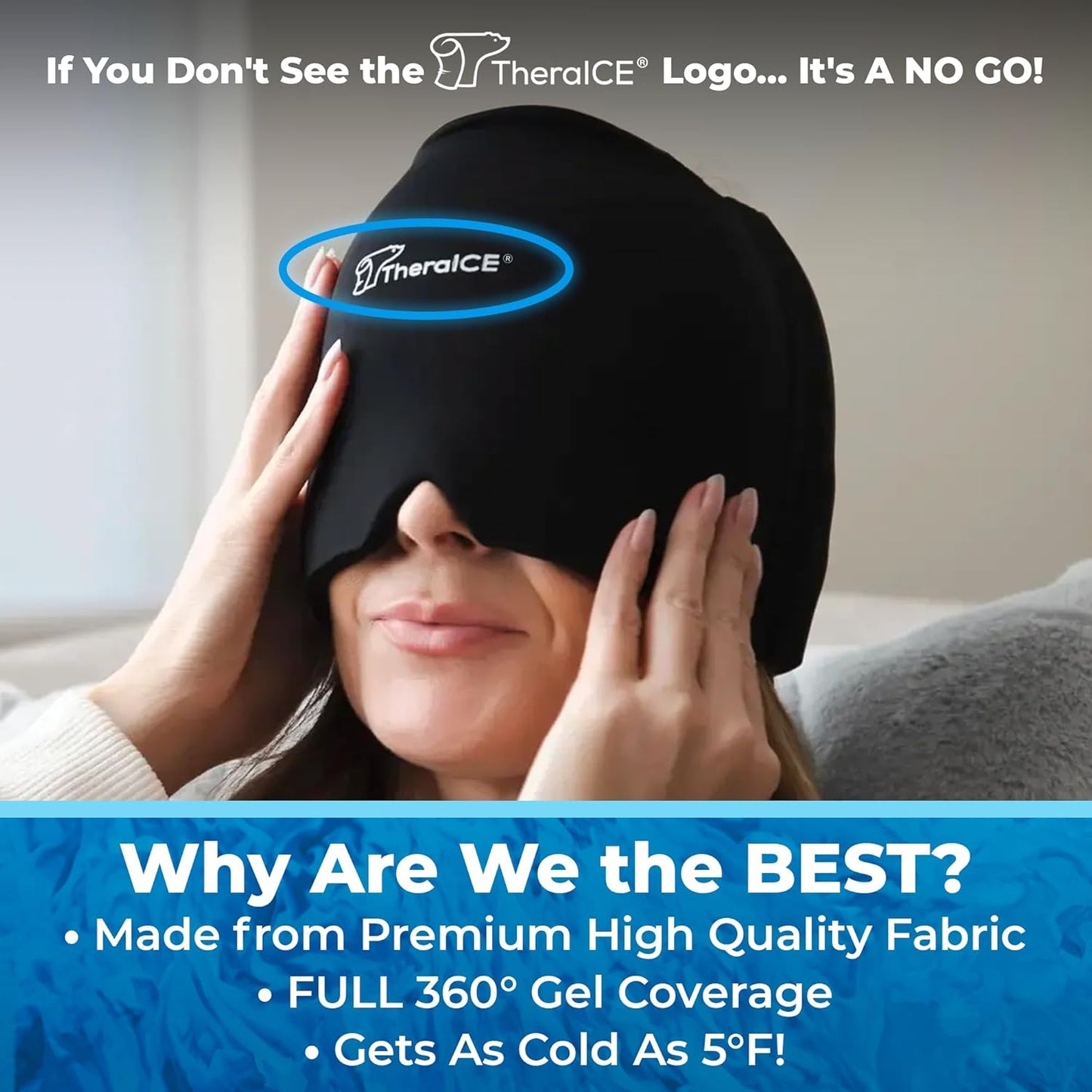 Migraine Relief Ice Cap – 360° Cooling Headache Mask