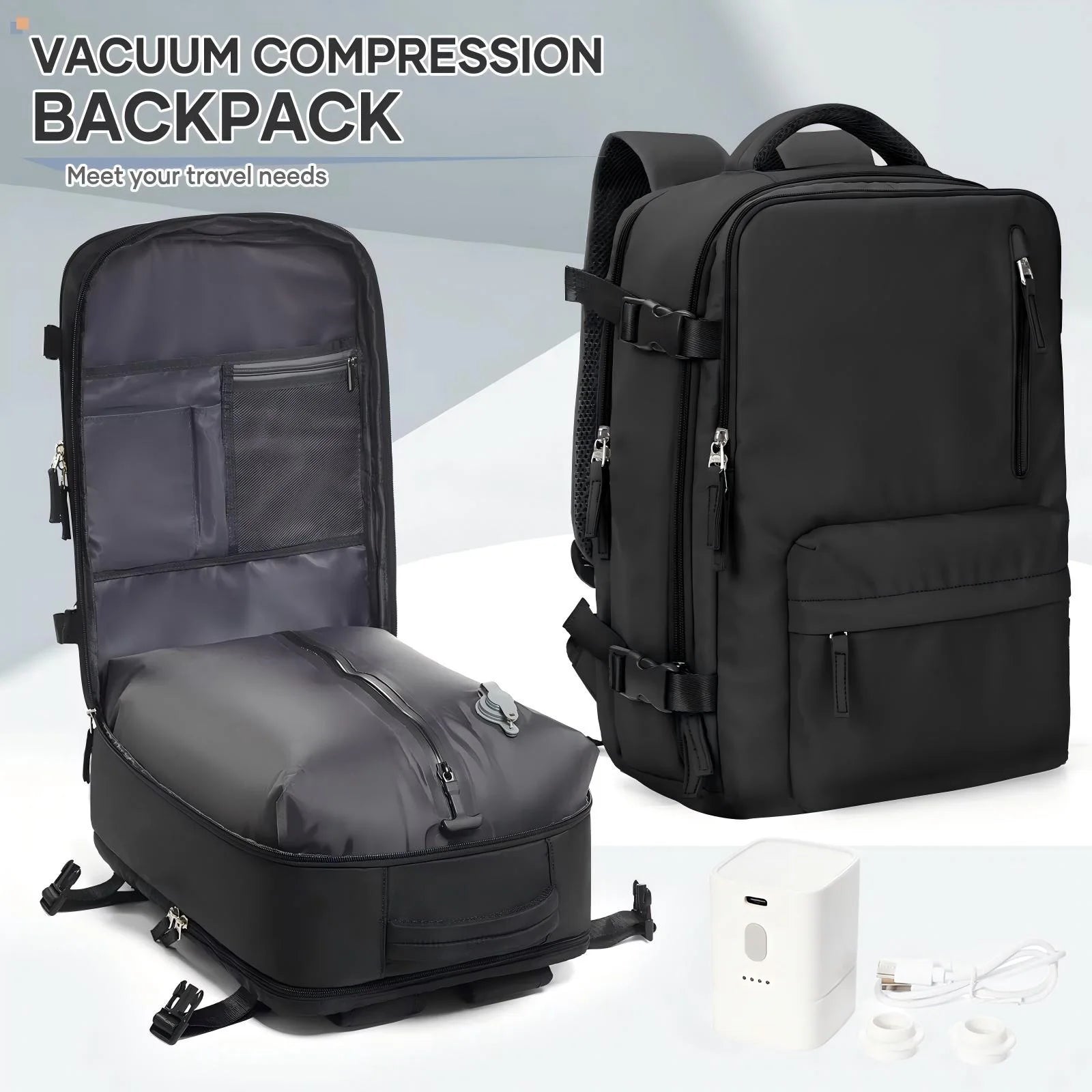 Cabin Size Travel Backpack 45x36x20 With Vacuum Storage