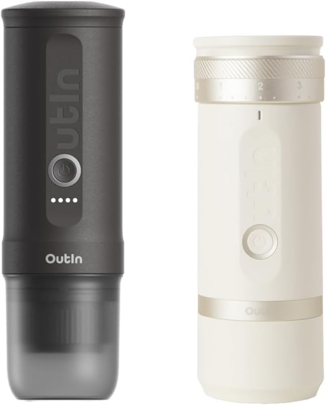 Portable Electric Espresso Maker & Coffee Grinder Set