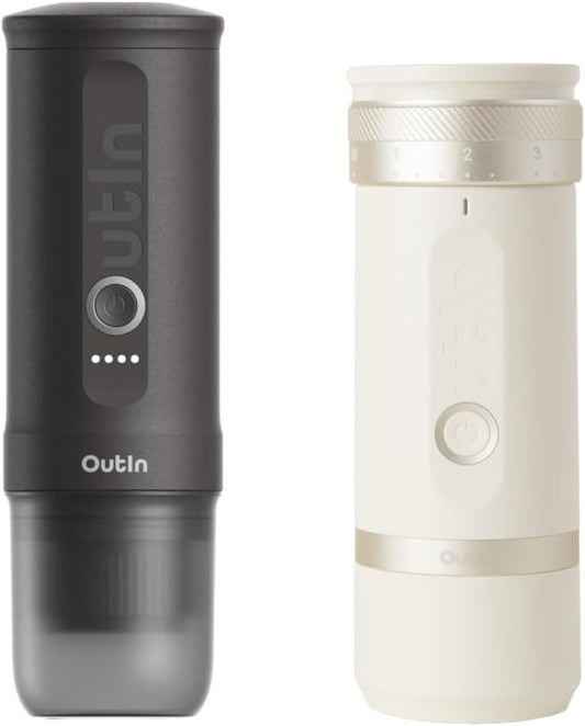 Portable Electric Espresso Maker & Coffee Grinder Set