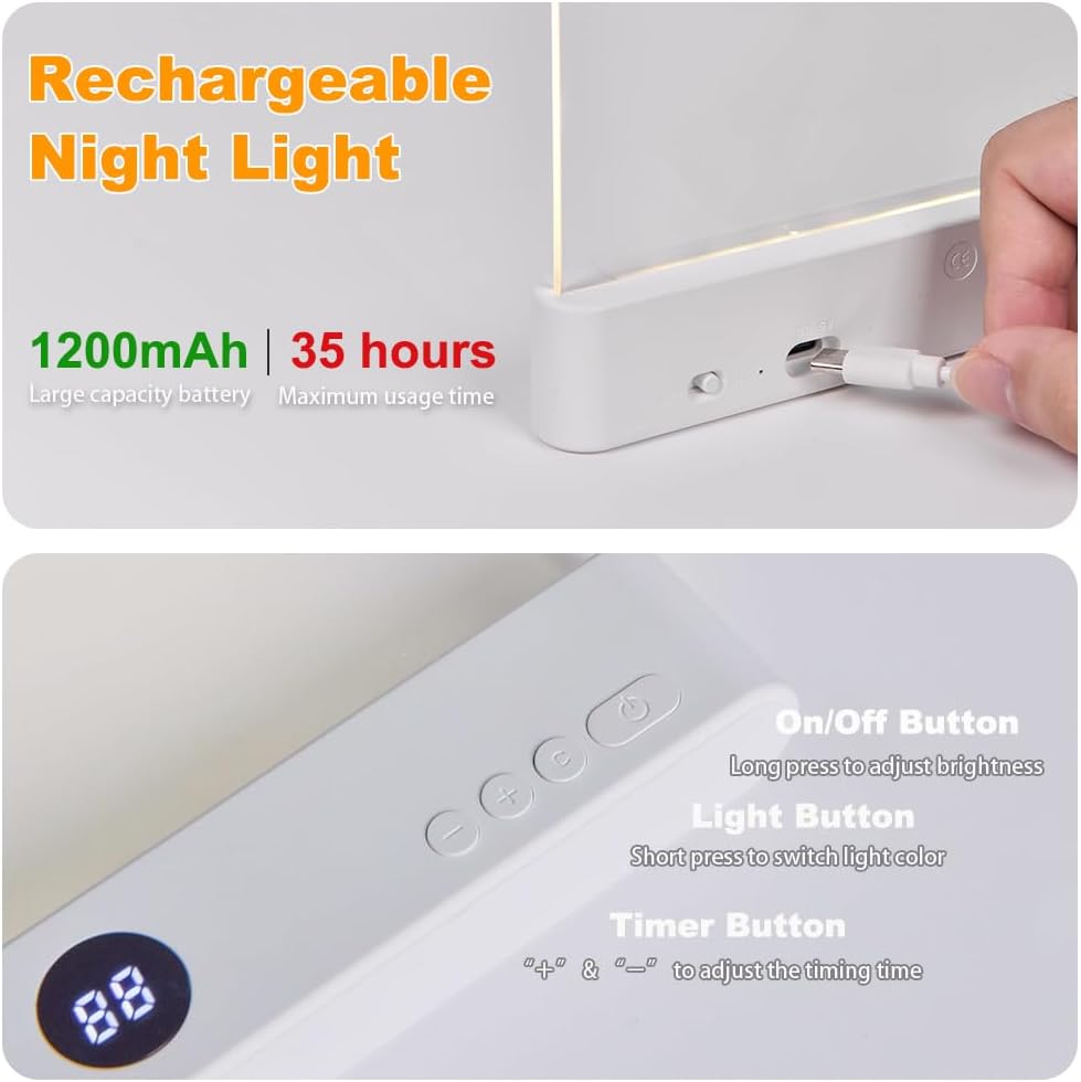 Rechargeable Flat Book Light – Clear LED Panel With Timer