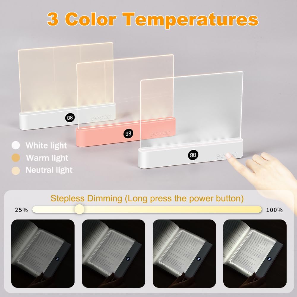 Rechargeable Flat Book Light – Clear LED Panel With Timer