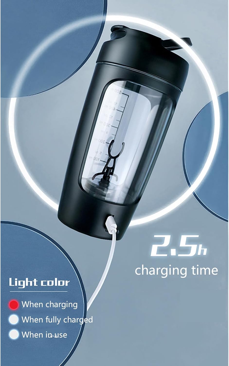 Electric Protein Shaker Bottle 650 ml With Powder Storage