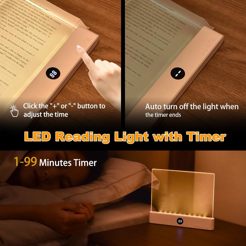 Rechargeable Flat Book Light – Clear LED Panel With Timer