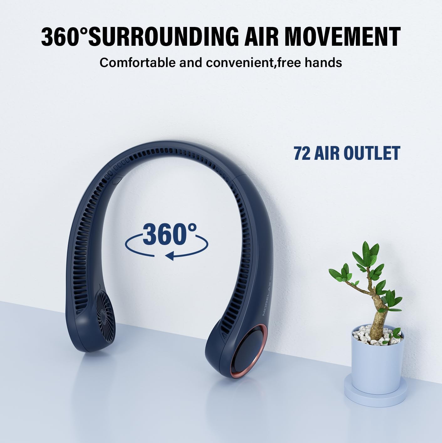 Bladeless Neck Fan Personal Cooler – 3 Speeds, 4000 mAh