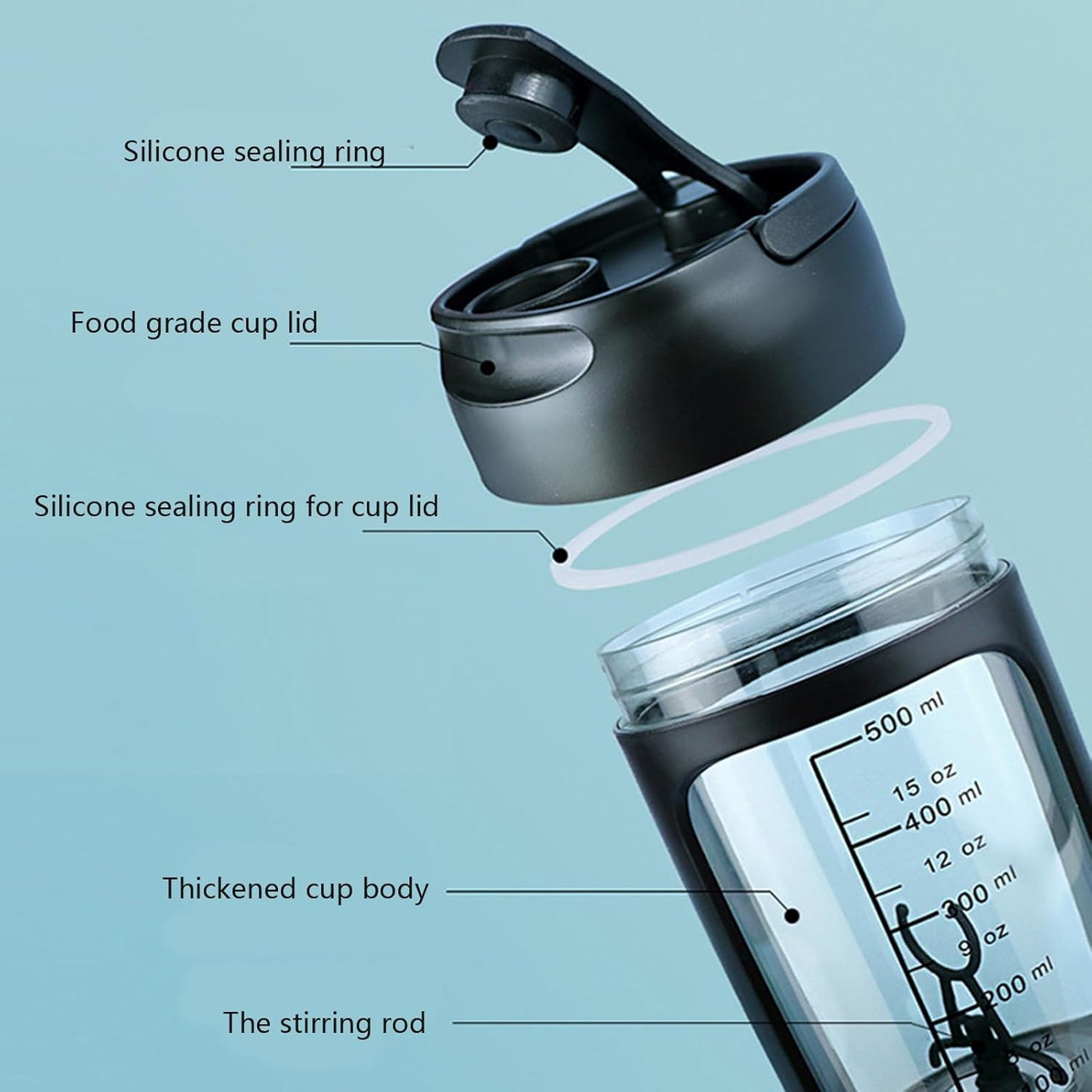 Electric Protein Shaker Bottle 650 ml With Powder Storage