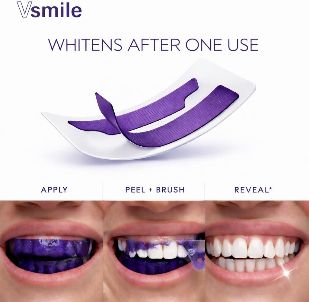 Purple Teeth Whitening Strips – Peroxide-Free, Enamel Safe