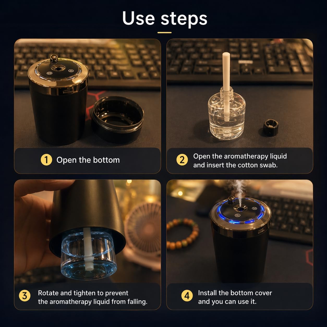 Smart Car Diffuser With Touch Control & RGB Star Lights