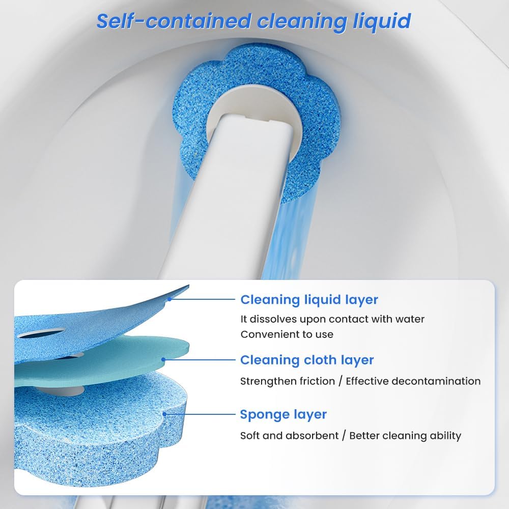 Disposable Toilet Cleaning Wand Set with 24 Refill Heads