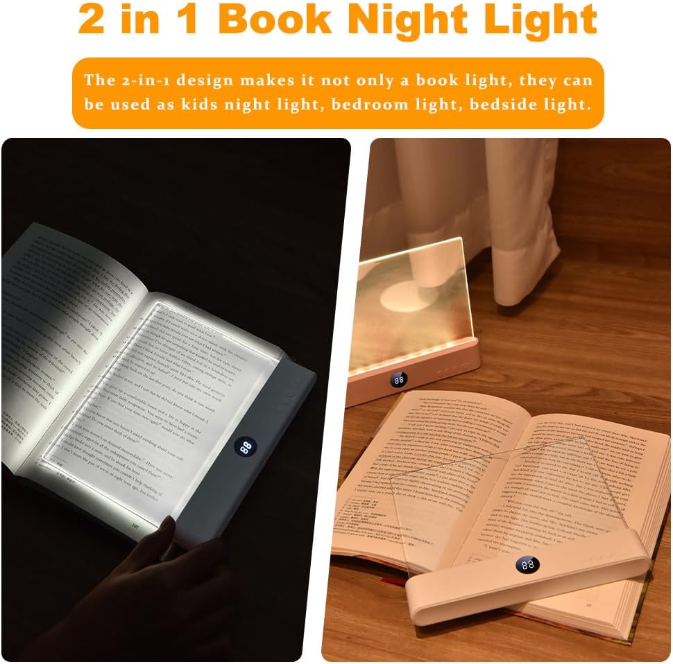 Rechargeable Flat Book Light – Clear LED Panel With Timer