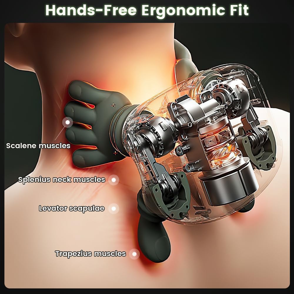 Cordless Shiatsu Neck Massager with Heat and 4D Kneading