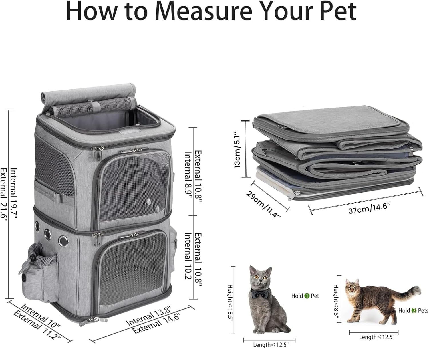 Double-Compartment Pet Carrier Backpack for Two Pets