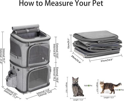 Double-Compartment Pet Carrier Backpack for Two Pets