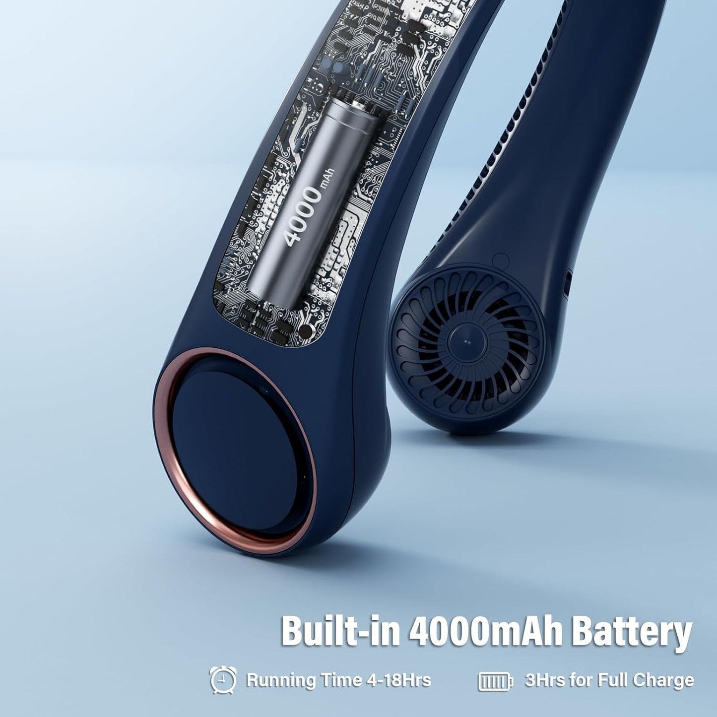 Bladeless Neck Fan Personal Cooler – 3 Speeds, 4000 mAh