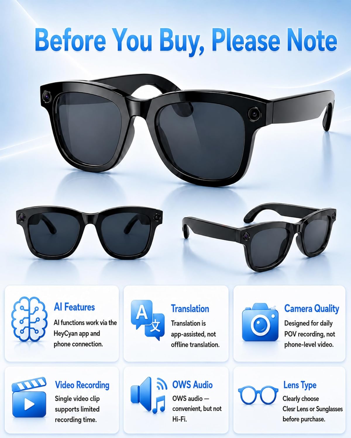 AI Smart Glasses With 8MP Camera – Translation & Audio