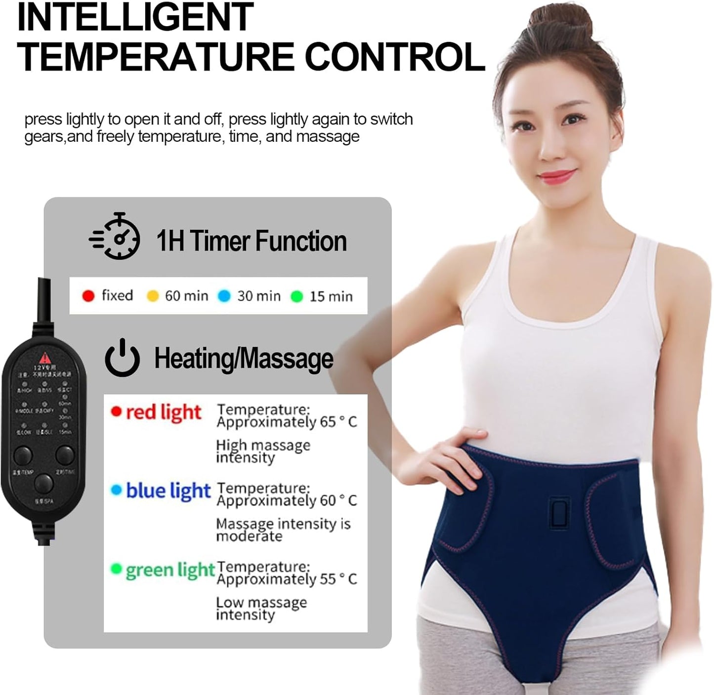 Heated Massage Waist Belt – Adjustable Heat & Vibration