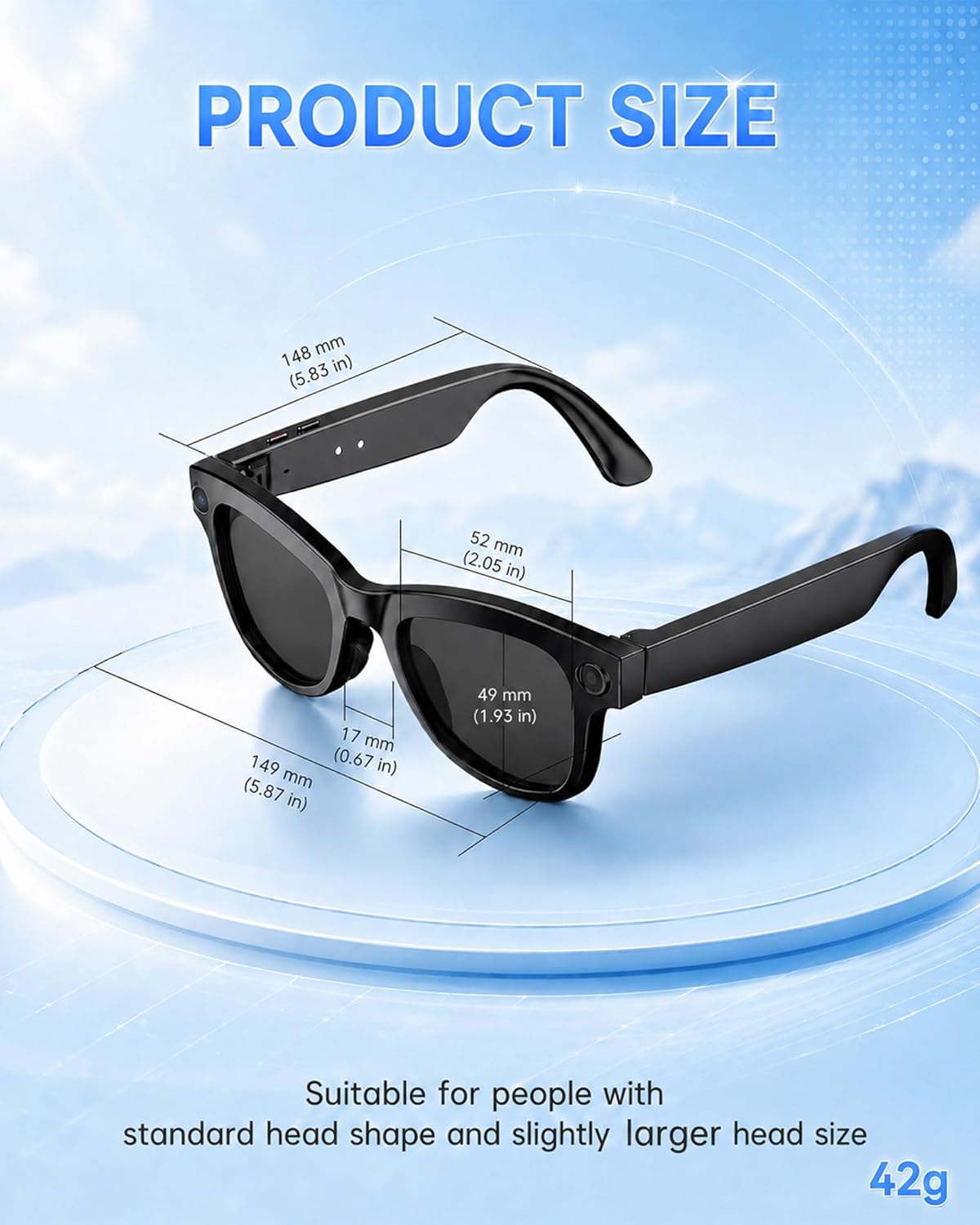 AI Smart Glasses With 8MP Camera – Translation & Audio