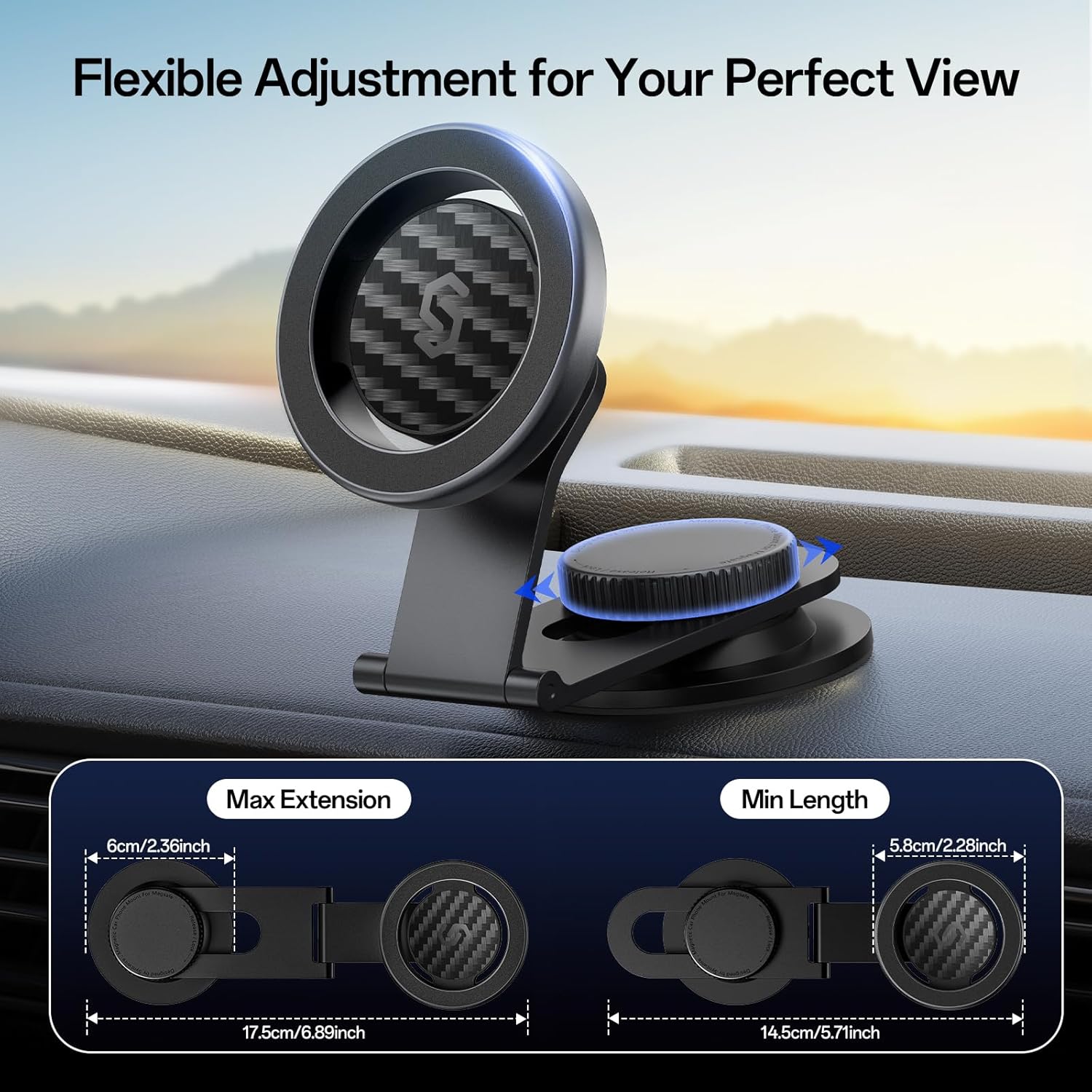 MagSafe Dashboard Car Mount – Foldable Magnetic Phone Holder