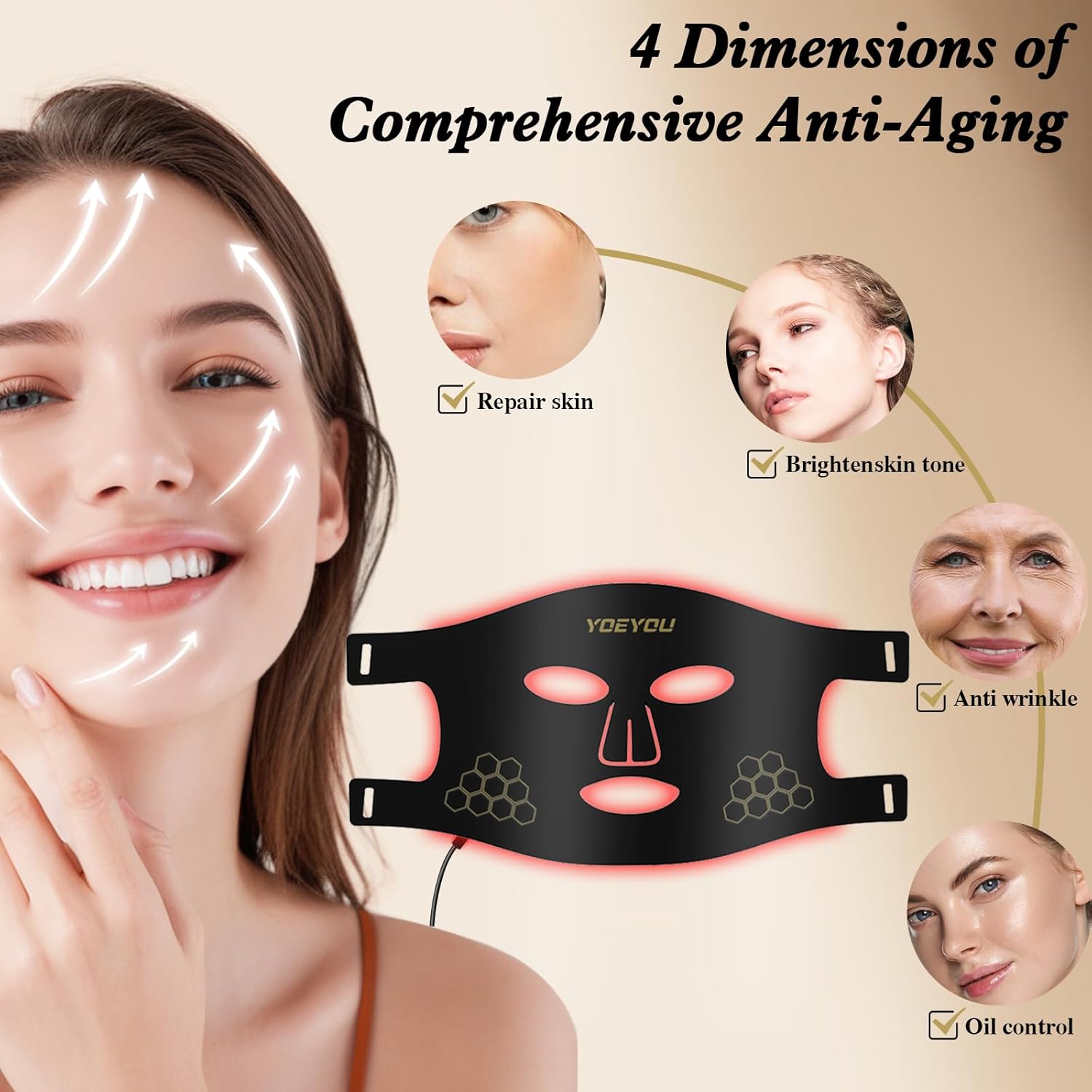 Red Light Facial Mask With Activating Lotion Set