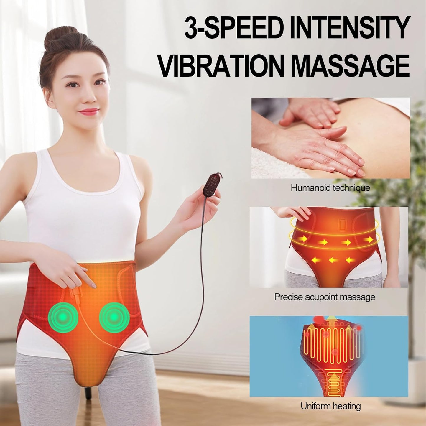 Heated Massage Waist Belt – Adjustable Heat & Vibration