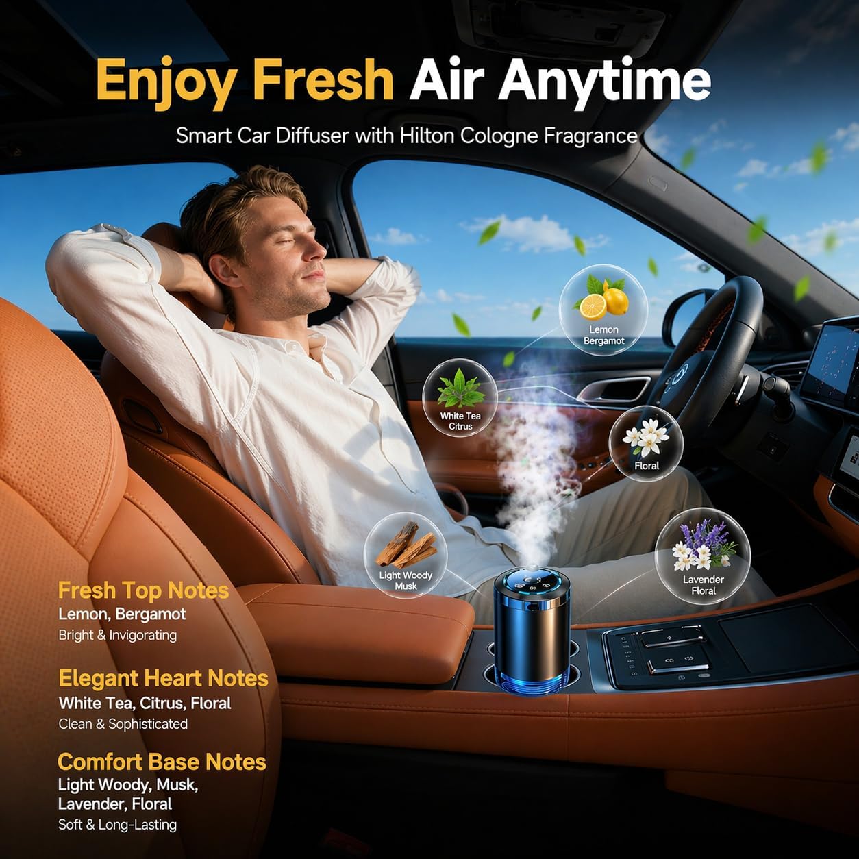 Smart Car Diffuser With Touch Control & RGB Star Lights