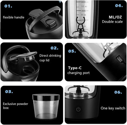 Electric Protein Shaker Bottle 650 ml With Powder Storage