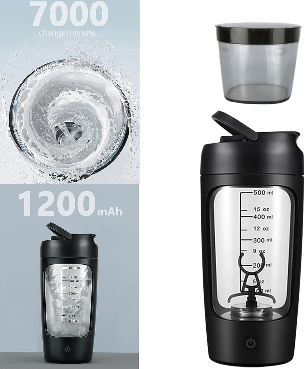 Electric Protein Shaker Bottle 650 ml With Powder Storage