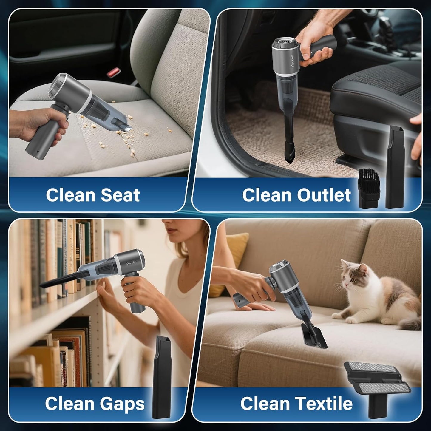 4-in-1 Cordless Car Vacuum Cleaner – Powerful Handheld
