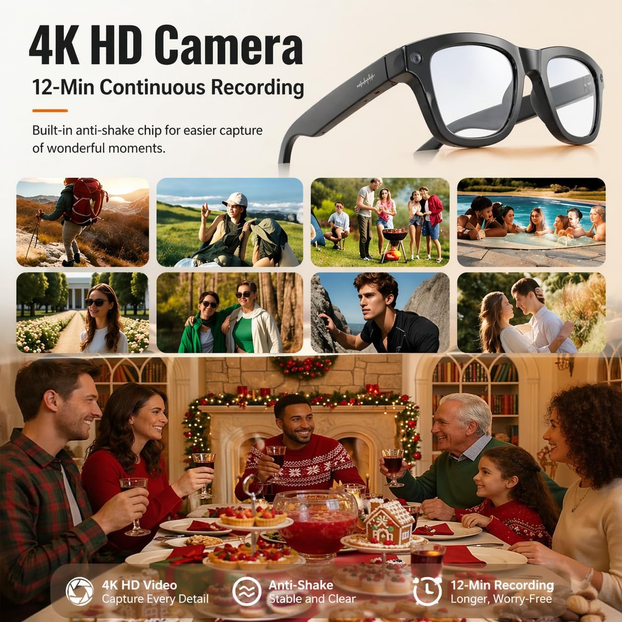 AI Smart Glasses With 4K Camera And Real-Time Translation