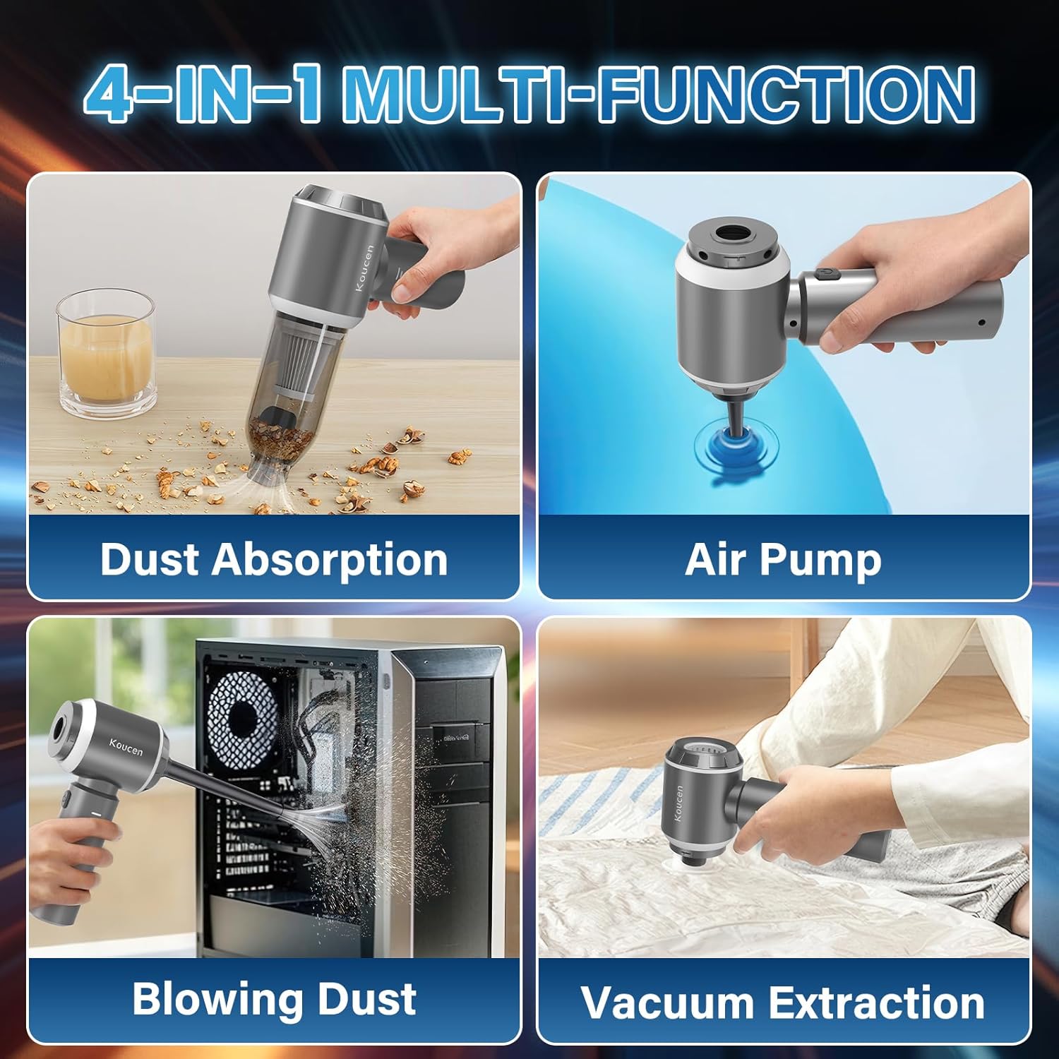 4-in-1 Cordless Car Vacuum Cleaner – Powerful Handheld
