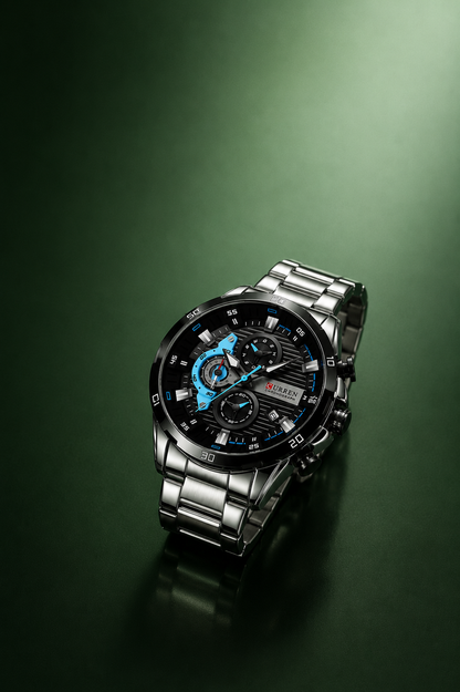 Men's Stainless Steel Chronograph Watch With Luminous Dial