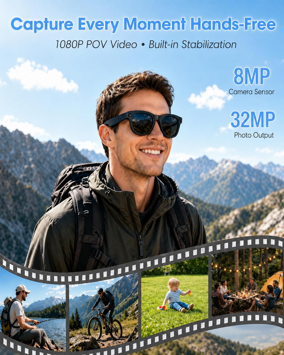 AI Smart Glasses With 8MP Camera – Translation & Audio