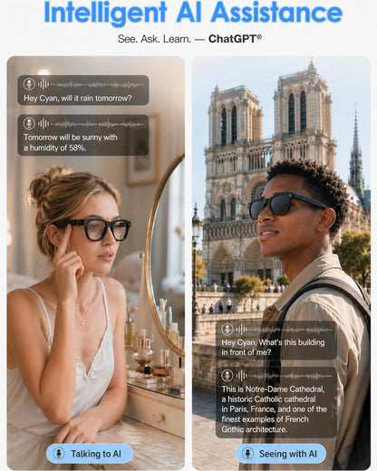 AI Smart Glasses With 8MP Camera – Translation & Audio