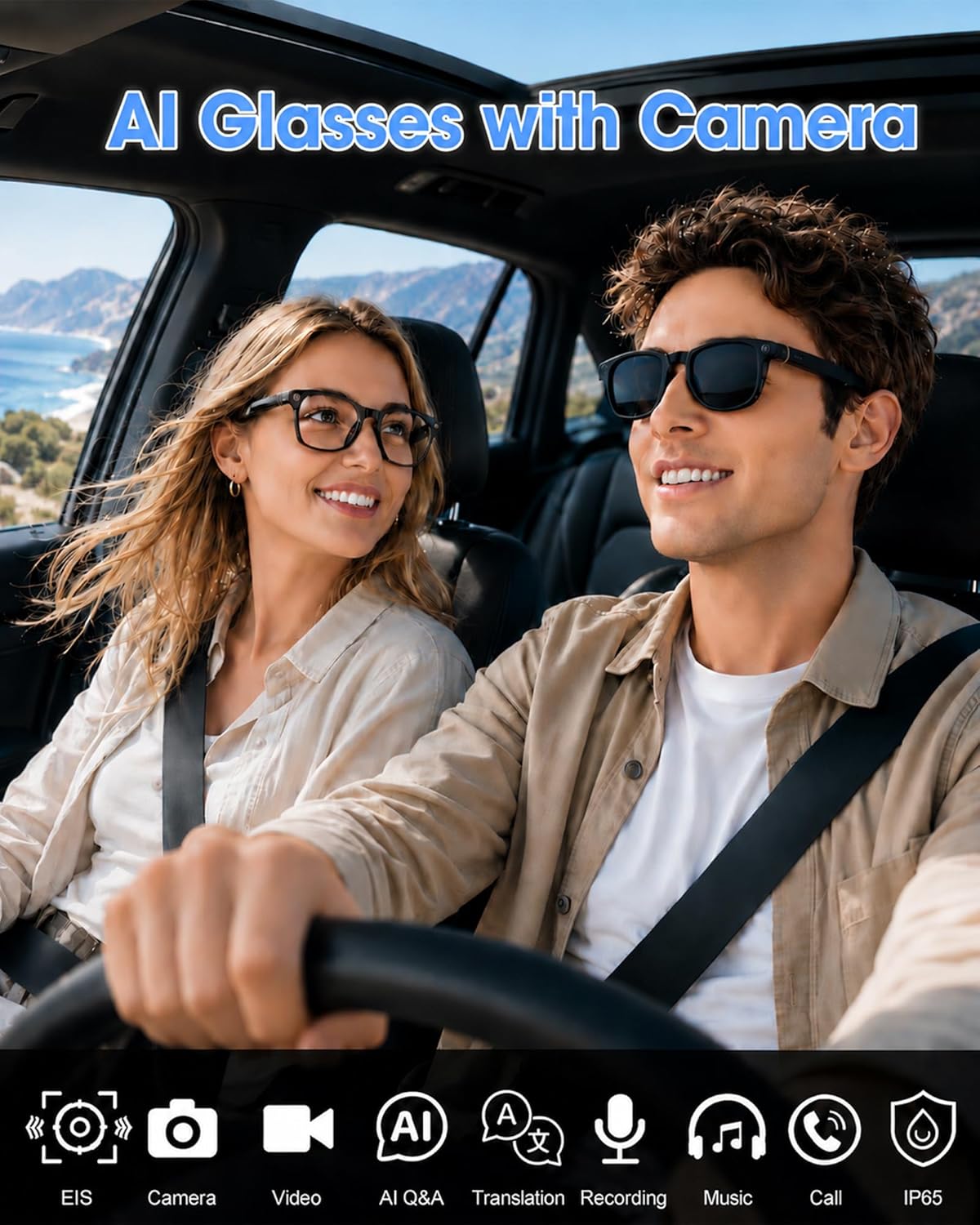 AI Smart Glasses With 8MP Camera – Translation & Audio