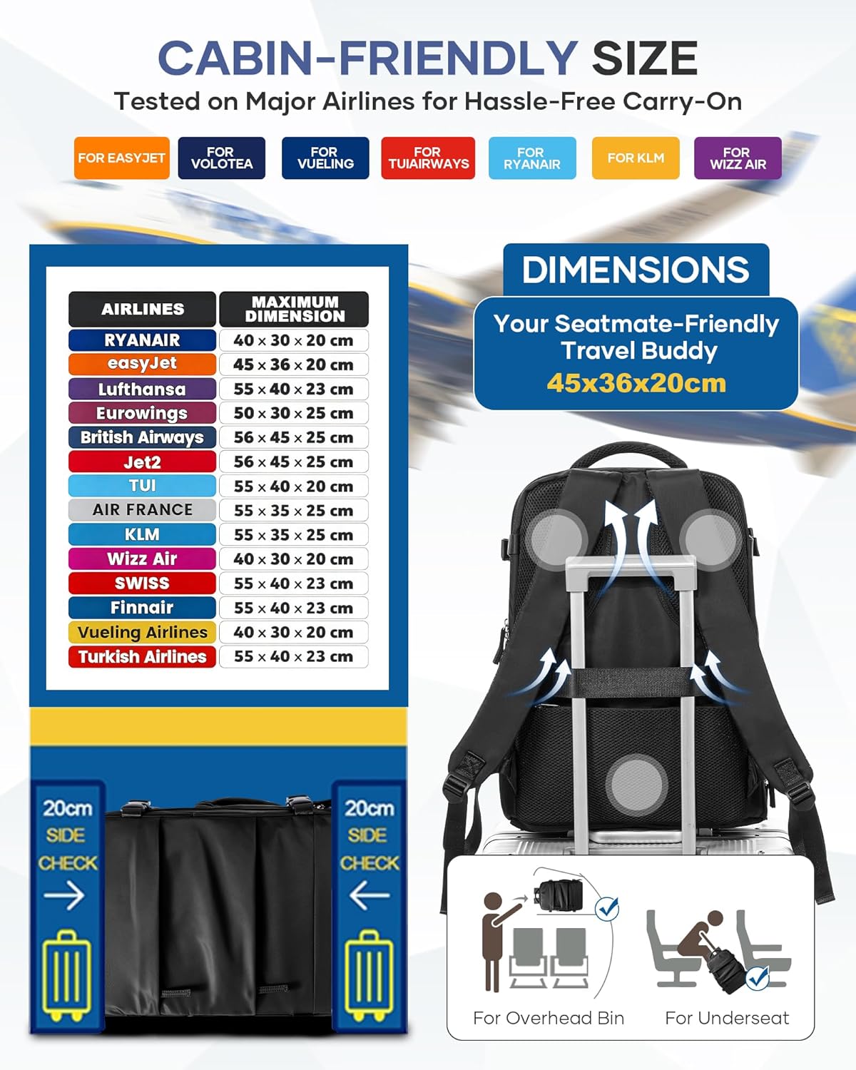 Vacuum Compression Travel Backpack Carry-On with Pump