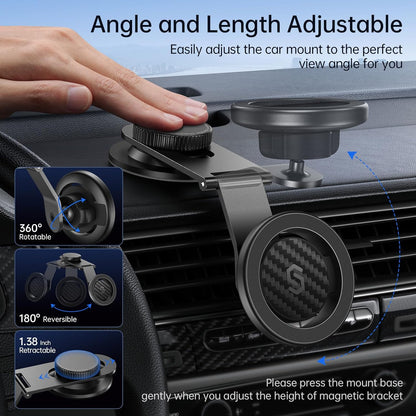 MagSafe Dashboard Car Mount – Foldable Magnetic Phone Holder