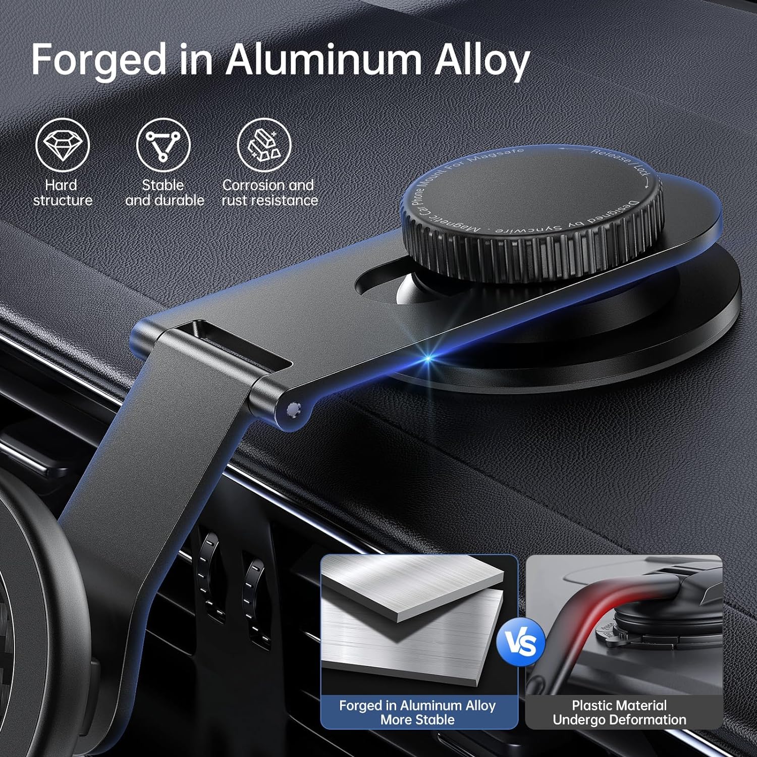 MagSafe Dashboard Car Mount – Foldable Magnetic Phone Holder