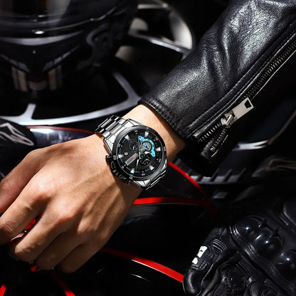 Men's Stainless Steel Chronograph Watch With Luminous Dial