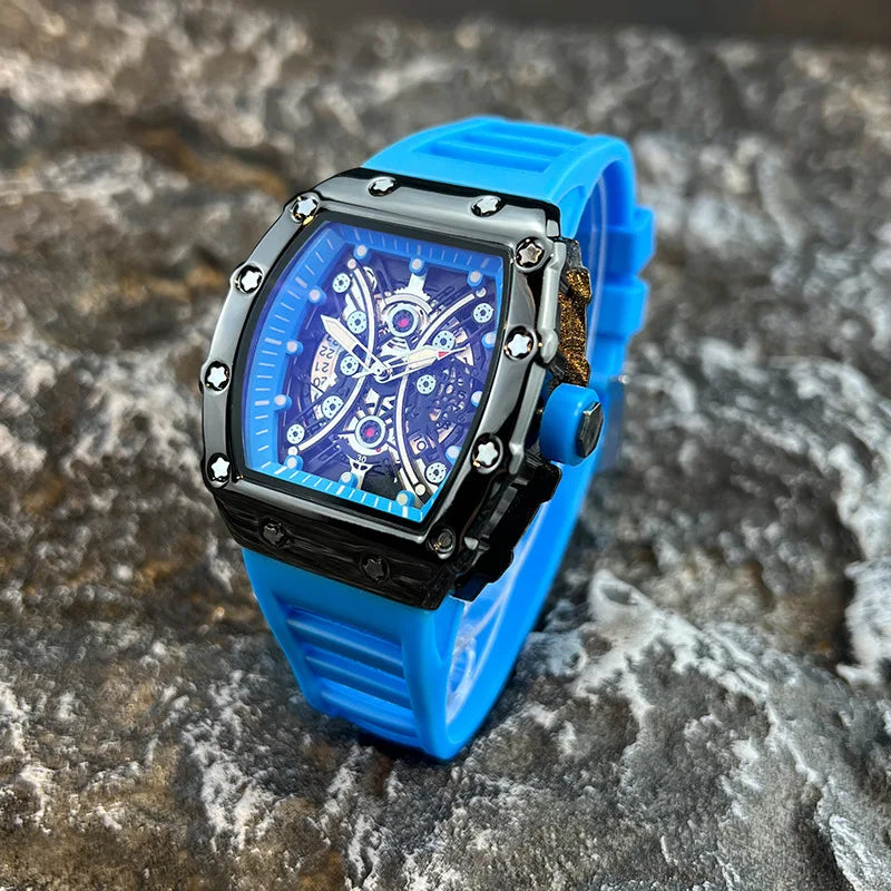 Men’s Barrel Dial Quartz Watch – Casual Silicone Band