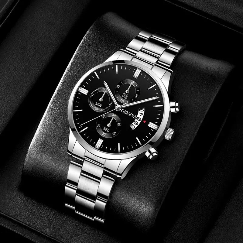 Men’s Quartz Bracelet Watch With Stainless Steel Band