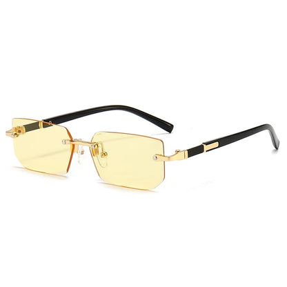 Rimless Rectangle Sunglasses Small Square Fashion Shades