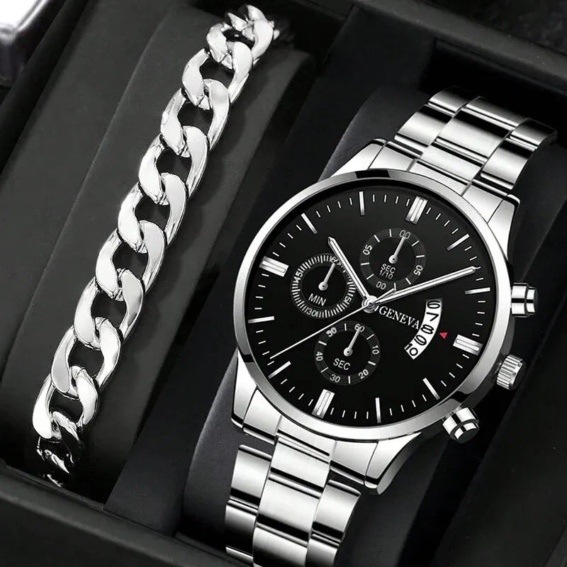 Men’s Quartz Bracelet Watch With Stainless Steel Band