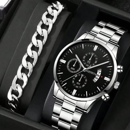 Men’s Quartz Bracelet Watch With Stainless Steel Band