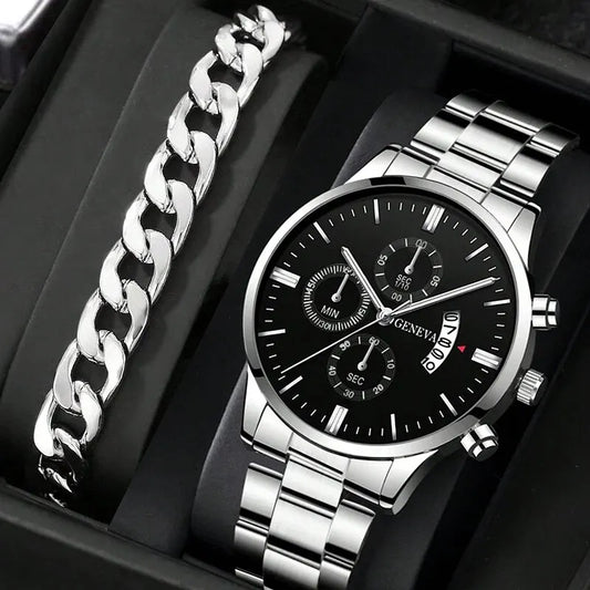 Men’s Quartz Bracelet Watch With Stainless Steel Band