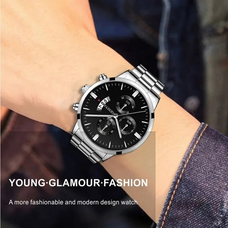 Men’s Quartz Bracelet Watch With Stainless Steel Band